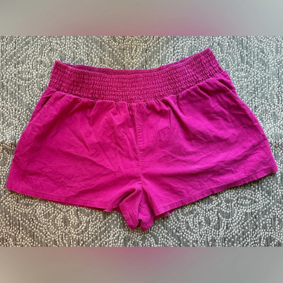 WILD FABLE Retro Lightweight Magenta Velvet Corduroy Ruched Elastic Shorts Large - Picture 3 of 12